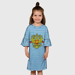Платье клеш для девочки Тельняшка Герб РФ, цвет: 3D-принт — фото 2