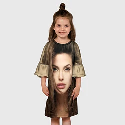 Платье клеш для девочки Анжелина Джоли, цвет: 3D-принт — фото 2