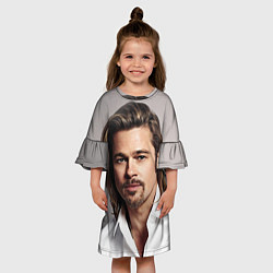 Платье клеш для девочки Брэд Питт, цвет: 3D-принт — фото 2