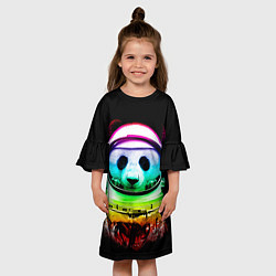 Платье клеш для девочки Панда космонавт, цвет: 3D-принт — фото 2