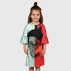 Платье клеш для девочки Norton: White & Red, цвет: 3D-принт — фото 2