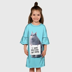 Платье клеш для девочки I have resing cat face, цвет: 3D-принт — фото 2