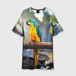 Платье клеш для девочки Экзотические попугаи, цвет: 3D-принт