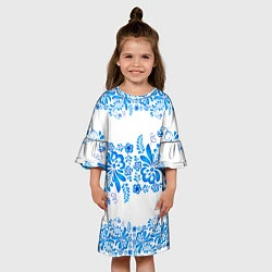 Платье клеш для девочки Гжель, цвет: 3D-принт — фото 2