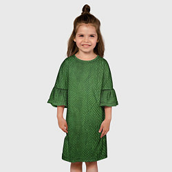 Платье клеш для девочки Змеиная зеленая кожа цвета 3D-принт — фото 2