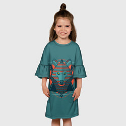 Платье клеш для девочки Геометрический волк, цвет: 3D-принт — фото 2