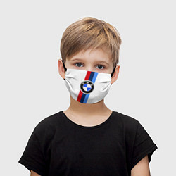Маска для лица детская BMW M: White Sport цвета 3D-принт — фото 1