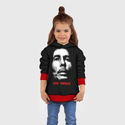 Толстовка-худи детская Bob Marley Face, цвет: 3D-красный — фото 2