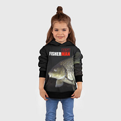 Толстовка-худи детская The best fisherman, цвет: 3D-черный — фото 2