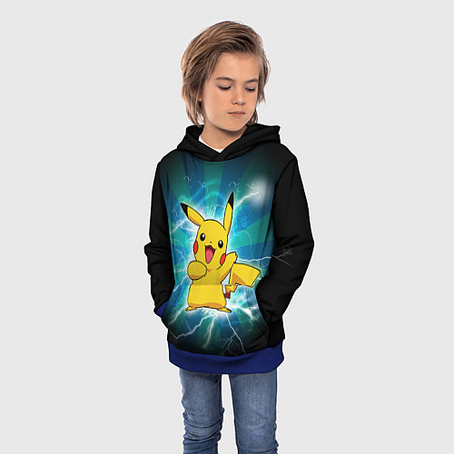 Детская толстовка Искрящийся Пикачу / 3D-Синий – фото 3