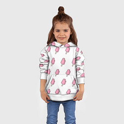 Толстовка-худи детская Мороженое розовое, цвет: 3D-белый — фото 2