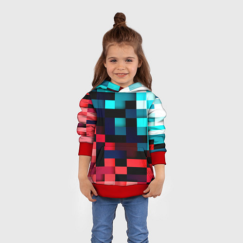 Детская толстовка Pixel Color / 3D-Красный – фото 4