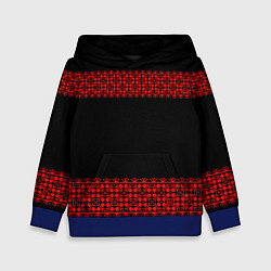 Толстовка-худи детская Славянский орнамент (на чёрном), цвет: 3D-синий