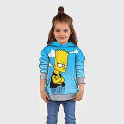 Толстовка-худи детская Задумчивый Барт, цвет: 3D-меланж — фото 2