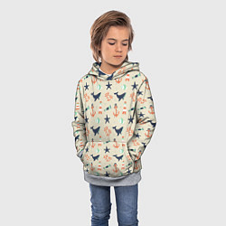 Толстовка-худи детская Морской узор, цвет: 3D-меланж — фото 2