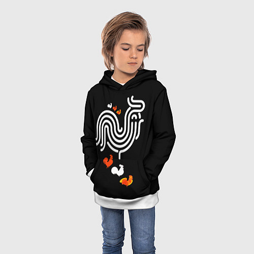 Детская толстовка Петух: символ 2017 / 3D-Белый – фото 3