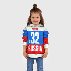 Толстовка-худи детская Russia: from 32, цвет: 3D-белый — фото 2