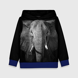 Толстовка-худи детская Взгляд слона, цвет: 3D-синий