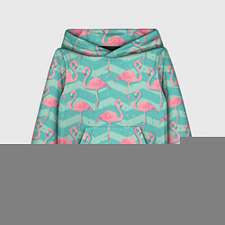 Толстовка-худи детская Flamingo Pattern, цвет: 3D-белый