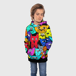 Толстовка-худи детская Кошачьи мордочки, цвет: 3D-черный — фото 2
