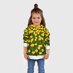 Толстовка-худи детская Жёлтые тюльпаны, цвет: 3D-белый — фото 2