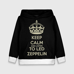 Толстовка-худи детская Keep Calm & Led Zeppelin, цвет: 3D-белый