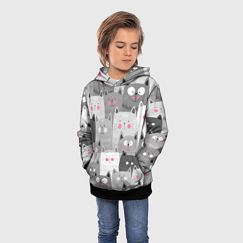 Детская толстовка Котейки 2 / 3D-Черный – фото 3