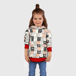 Толстовка-худи детская Котики, цвет: 3D-красный — фото 2