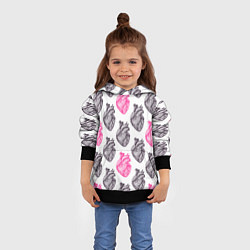 Толстовка-худи детская Сердца 1, цвет: 3D-черный — фото 2