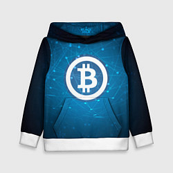 Толстовка-худи детская Bitcoin Blue, цвет: 3D-белый