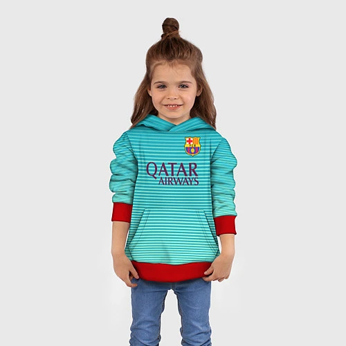 Детская толстовка Barcelona FC: Aqua / 3D-Красный – фото 4