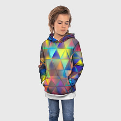 Толстовка-худи детская Разноцветные треугольники, цвет: 3D-белый — фото 2