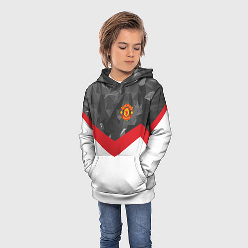 Детская толстовка Man United FC: Grey Polygons / 3D-Белый – фото 3