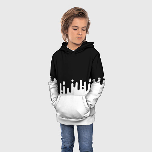 Детская толстовка Чёрно-белый узор / 3D-Белый – фото 3