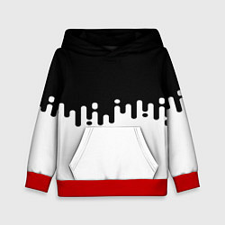 Толстовка-худи детская Чёрно-белый узор, цвет: 3D-красный
