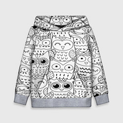 Толстовка-худи детская Совушки: узор, цвет: 3D-меланж