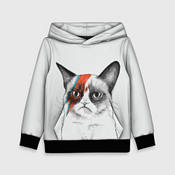 Толстовка-худи детская David Bowie: Grumpy cat, цвет: 3D-черный