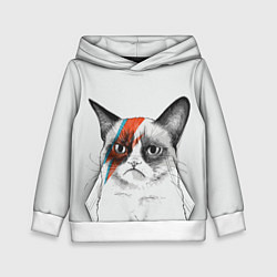 Толстовка-худи детская David Bowie: Grumpy cat, цвет: 3D-белый