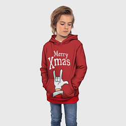 Толстовка-худи детская Merry Xmas - Santas hand, цвет: 3D-красный — фото 2