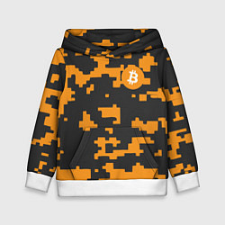Толстовка-худи детская Bitcoin: Orange Camo, цвет: 3D-белый