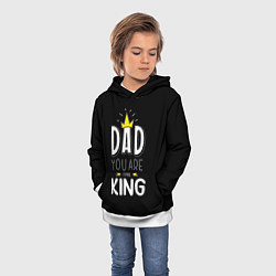 Толстовка-худи детская Dad you are the King, цвет: 3D-белый — фото 2