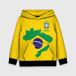 Толстовка-худи детская Сборная Бразилии: желтая, цвет: 3D-черный