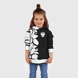 Толстовка-худи детская Russia: B&W Floral, цвет: 3D-белый — фото 2