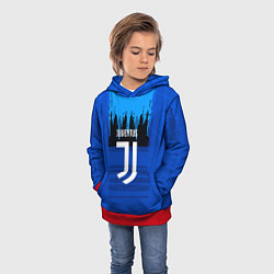 Толстовка-худи детская FC Juventus: Blue Abstract, цвет: 3D-красный — фото 2