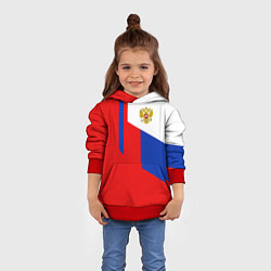 Толстовка-худи детская Russia: Geometry Tricolor, цвет: 3D-красный — фото 2