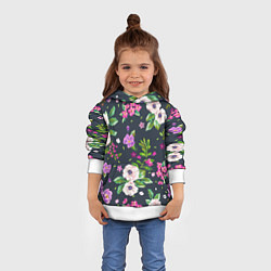 Толстовка-худи детская Пурпурные цветы, цвет: 3D-белый — фото 2