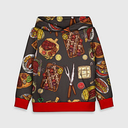 Толстовка-худи детская Шашлычное раздолье, цвет: 3D-красный