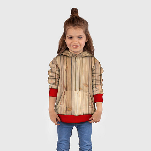 Детская толстовка Деревянная обшивка / 3D-Красный – фото 4