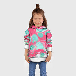 Толстовка-худи детская Watercolor: Pink & Turquoise, цвет: 3D-белый — фото 2