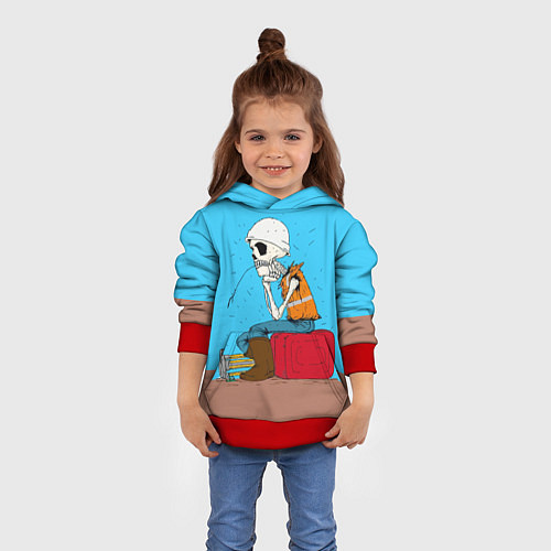 Детская толстовка Скелет-геодезист / 3D-Красный – фото 4